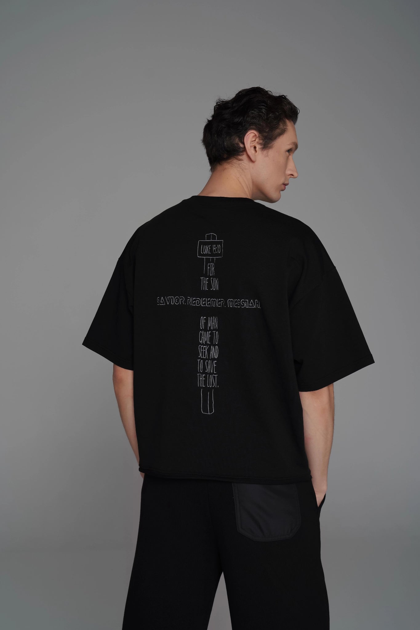 Men’s Black Oversized Mini Crop T‑Shirt