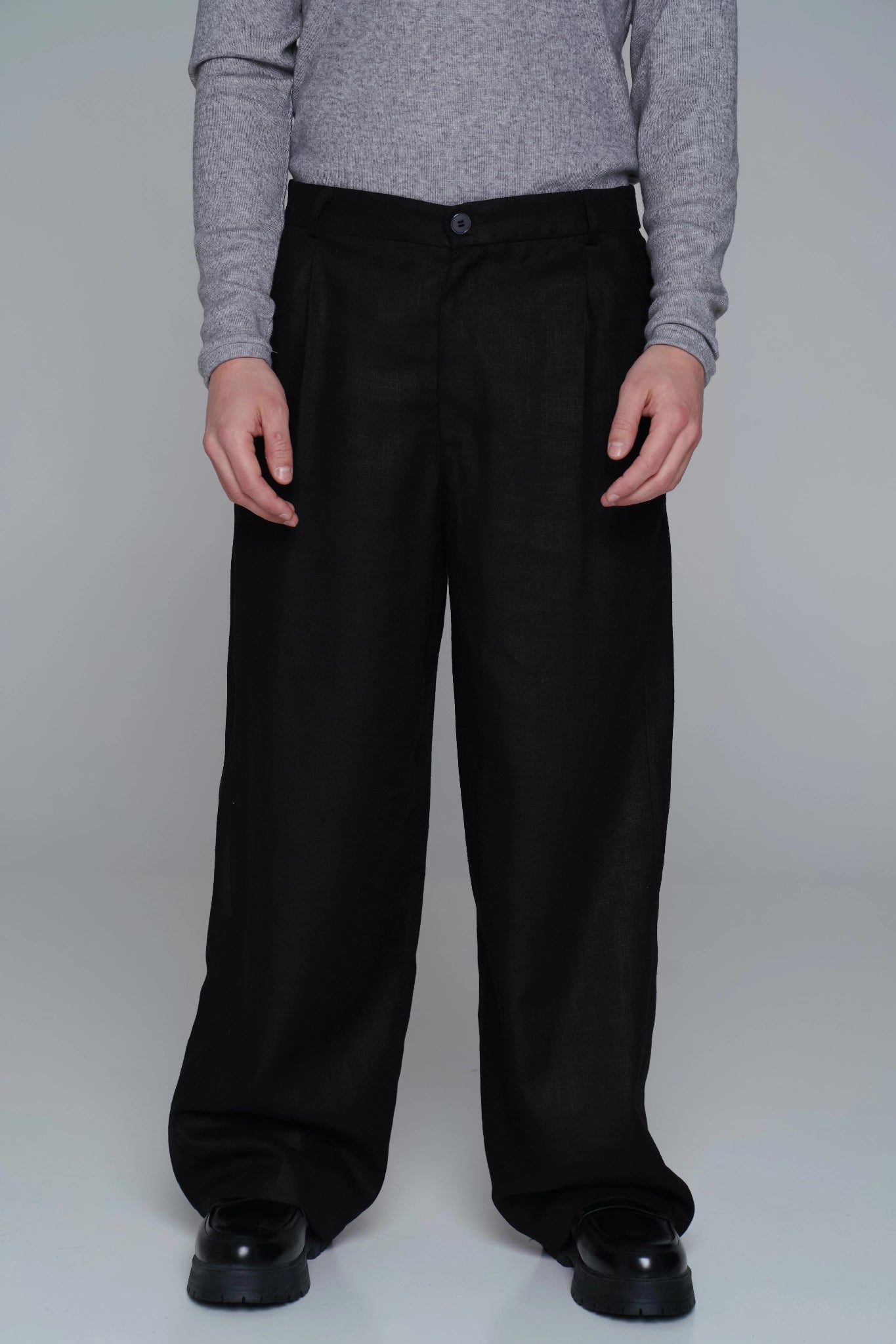 BLACK EDGE TROUSERS CUSTOM MADE front