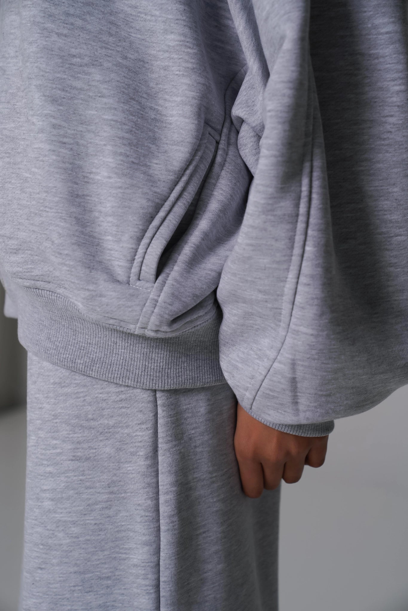WOMEN'S OVERSIZED MINI CROP HOODIE ASH GREY CUSTOM back
