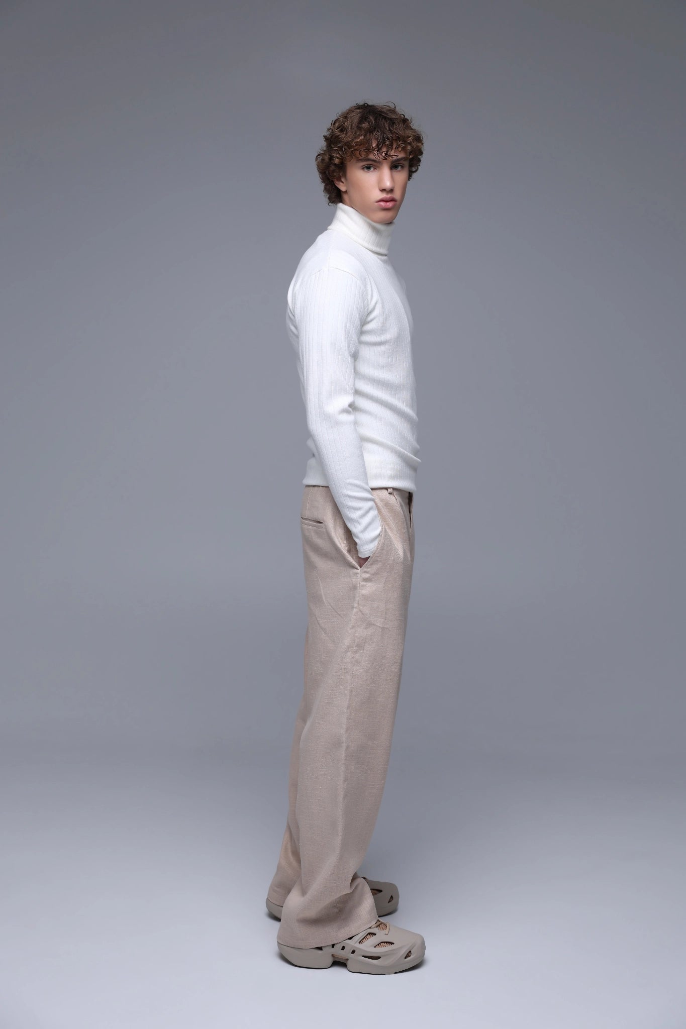 SAINT ISSA MEN'S IVORY MOCK-TOP TURTLENECK luxury menswear