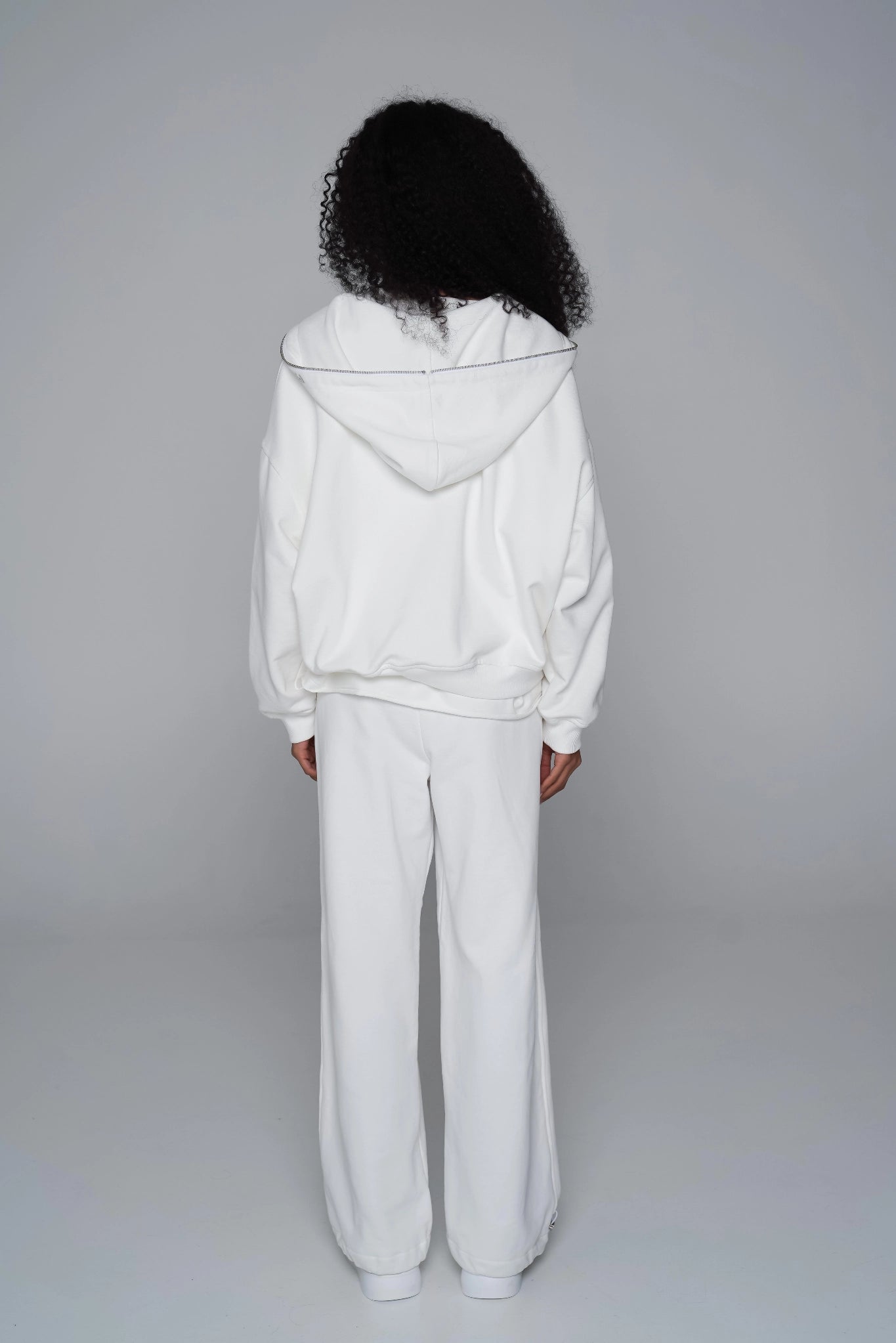 WOMEN'S OVERSIZED MINI CROP FULL-ZIP HOODIE CHAMPAGNE CUSTOM back