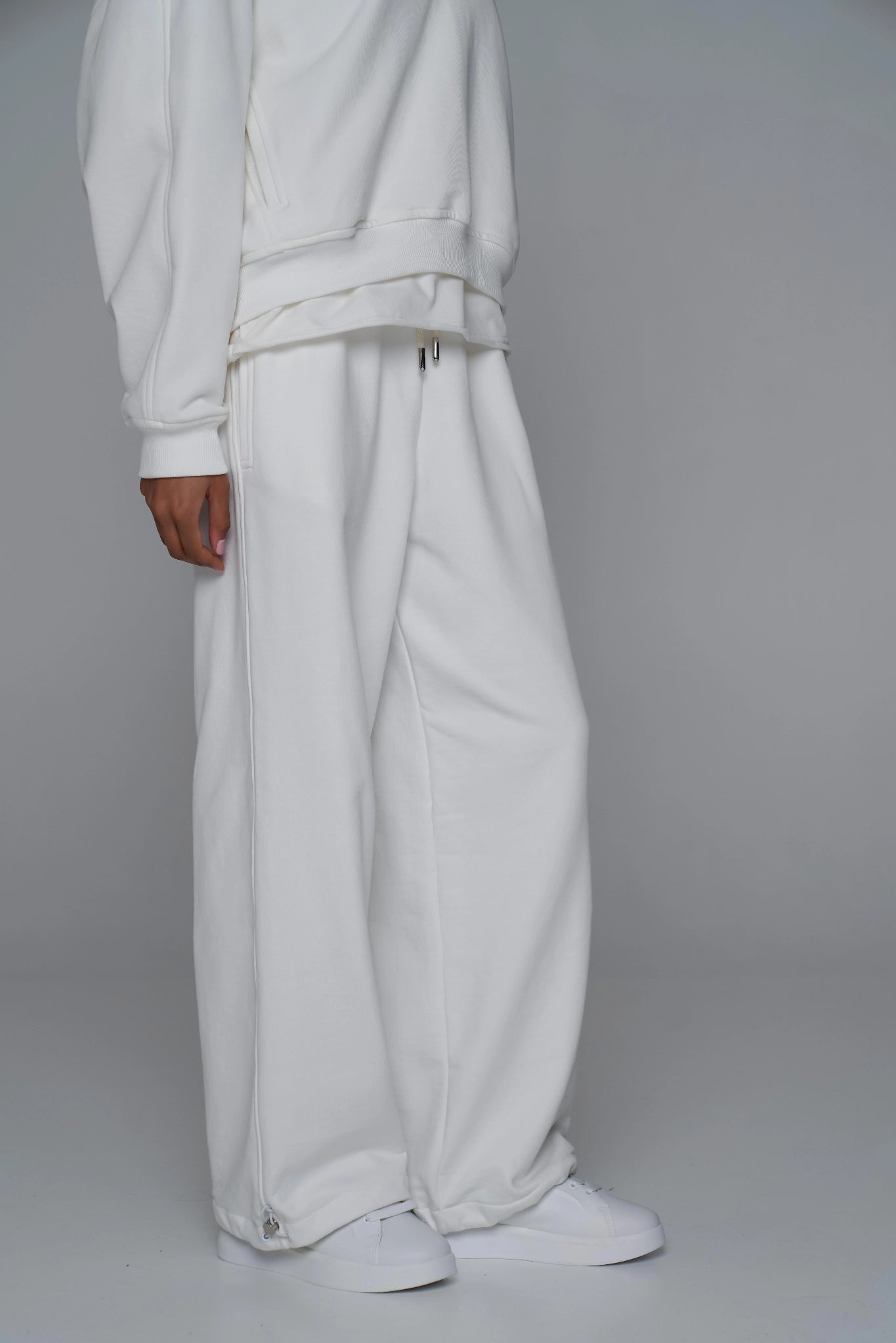 WOMEN'S HIGH-WAIST ADJUSTABLE PANTS CHAMPAGNE front