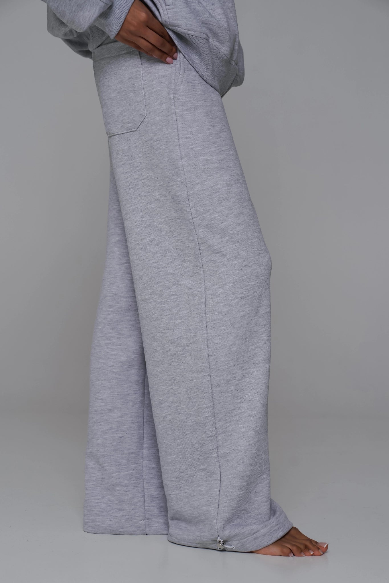 WOMEN'S HIGH-WAIST ADJUSTABLE PANTS ASH GREY back