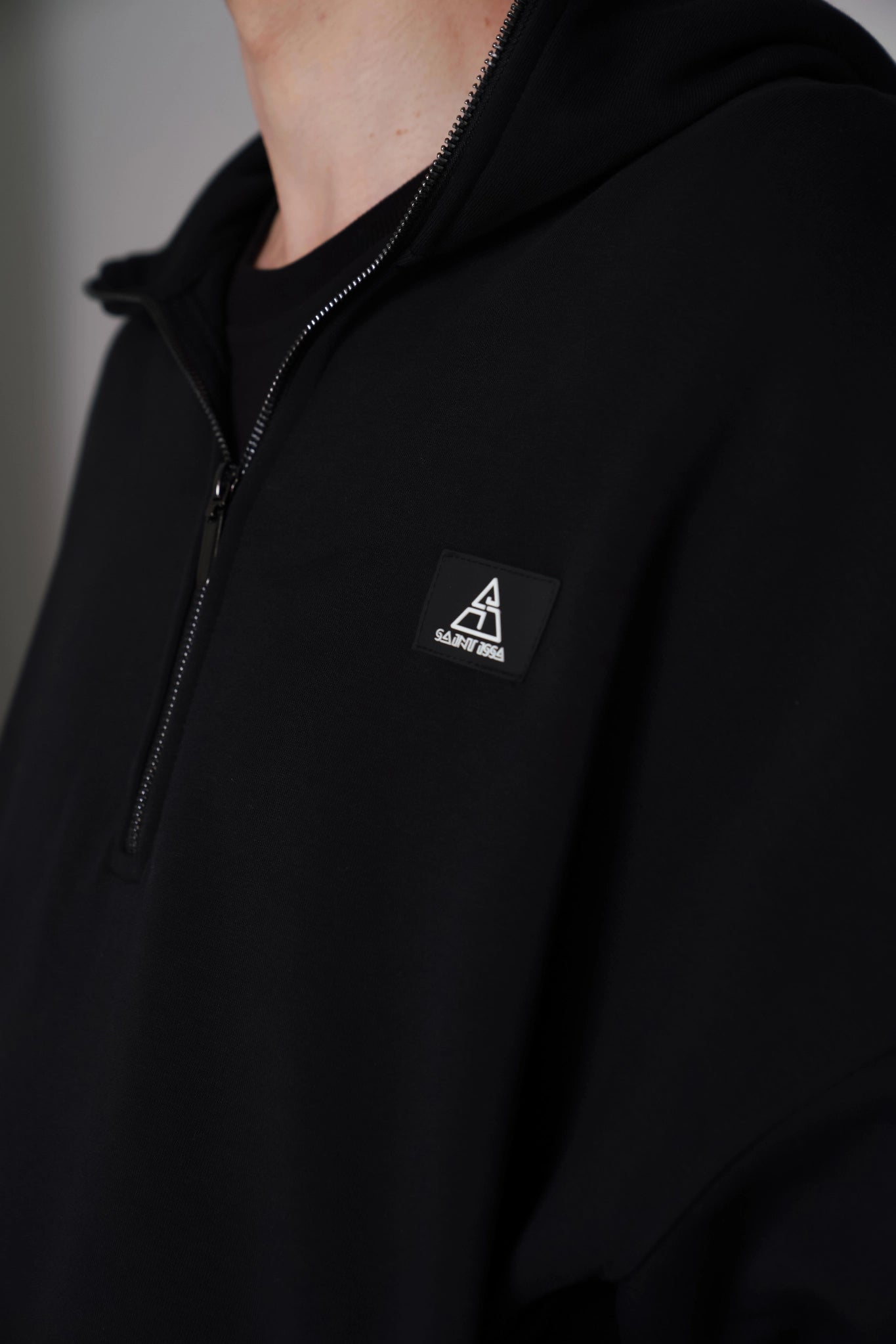 MEN'S OVERSIZED MINI CROP FULL-ZIP HOODIE BLACK back