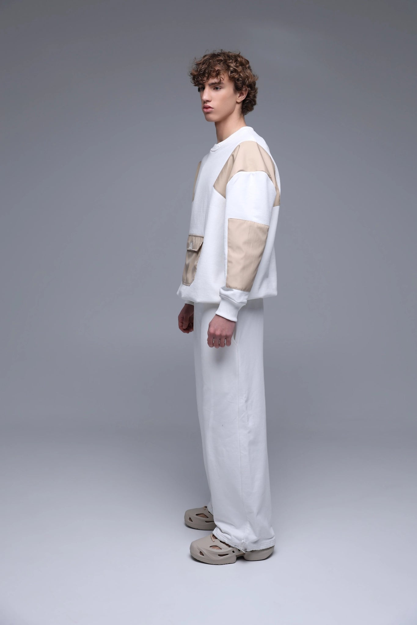 MEN'S ADJUSTABLE PANTS IVORY elastic waist