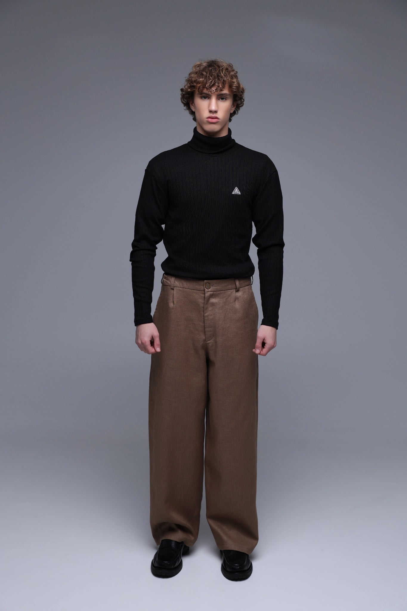 SAINT ISSA MEN'S BLACK MOCK-TOP TURTLENECK side